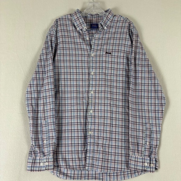 Le Tigre men’s Long Sleeve Button Down White with Red/Blue Stripes Size L - Picture 1 of 10